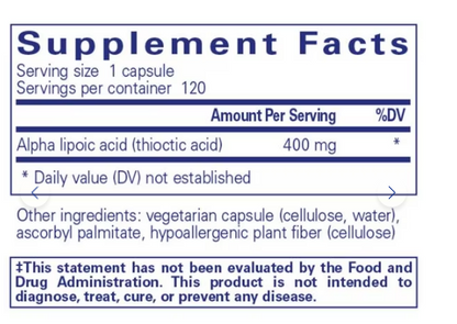 Alpha Lipoic Acid 400 mg (120 CAPS)
