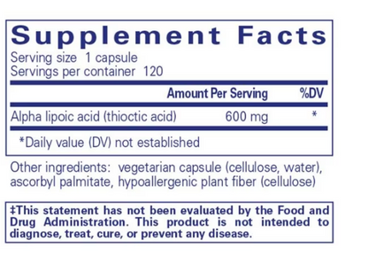 Alpha Lipoic Acid 600 mg (120 CAPS)