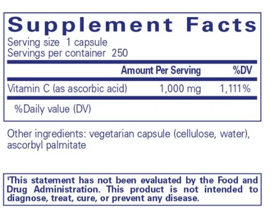 Ascorbic Acid 1000Mg (250 Caps)