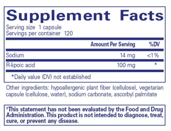 R-Lipoic Acid (Stabilized) 100mg (120)