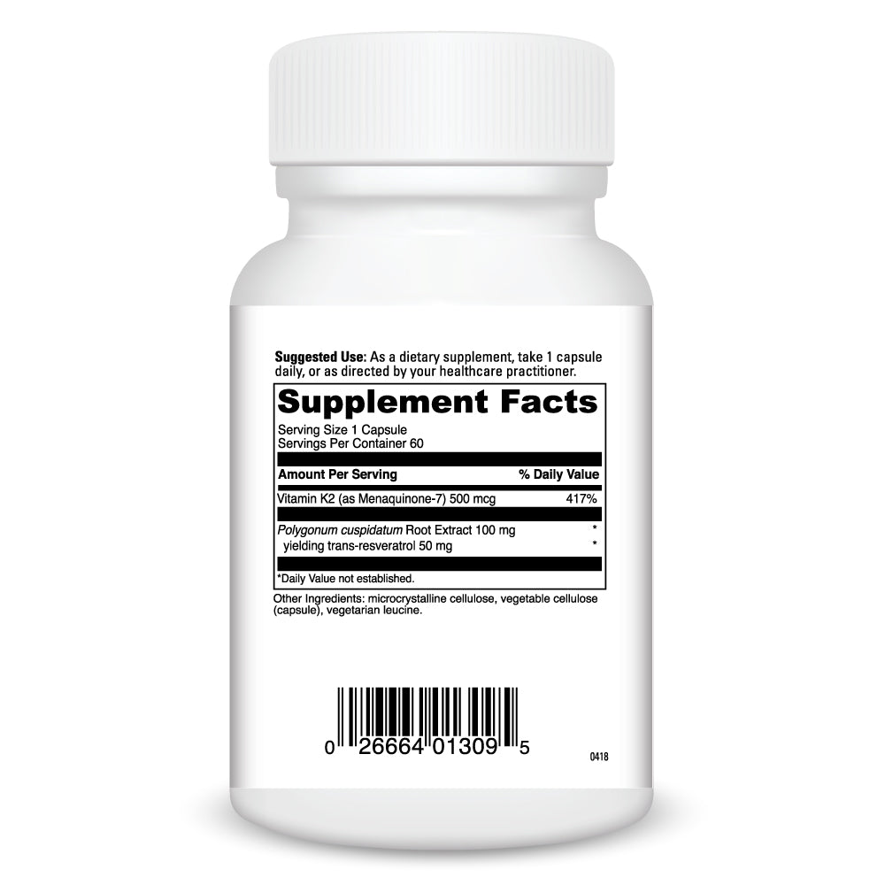 Vitamin K2 + Resveratrol (60 Capsules)