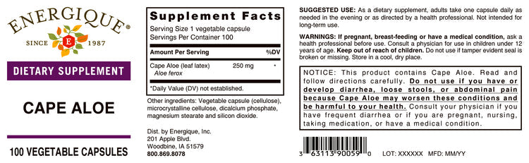 Energique CAPE ALOE 100 Capsules