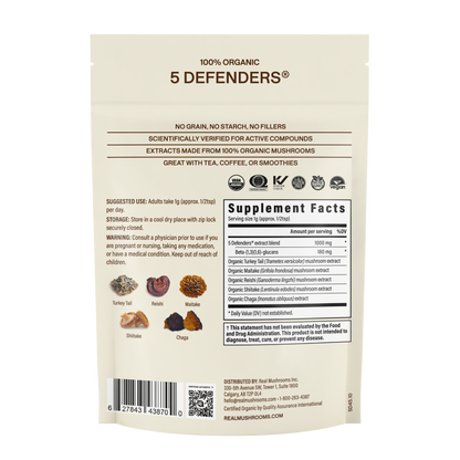 5 Defenders Organic Mushroom Bulk Powder
