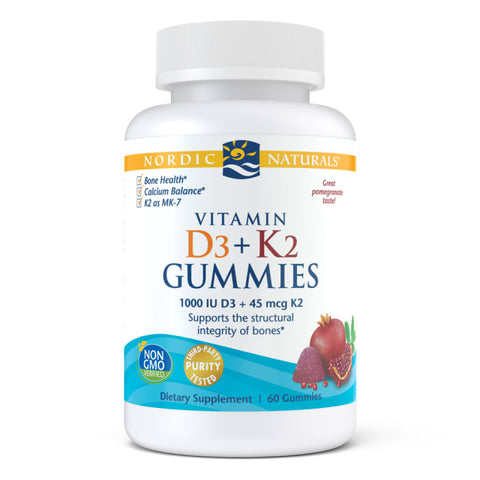 Vitamin D3 + K2 Gummies, Pomegranate Flavor (60)